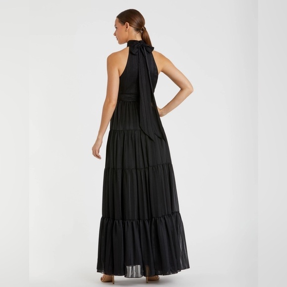 MAC DUGGAL 49515 NWT Tie Neck Tiered Halter Gown - Picture 3 of 11